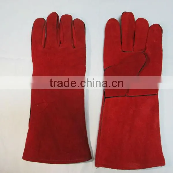 Red Safety Leather Welding Gloves