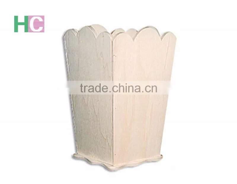 wooden indoor waste bin