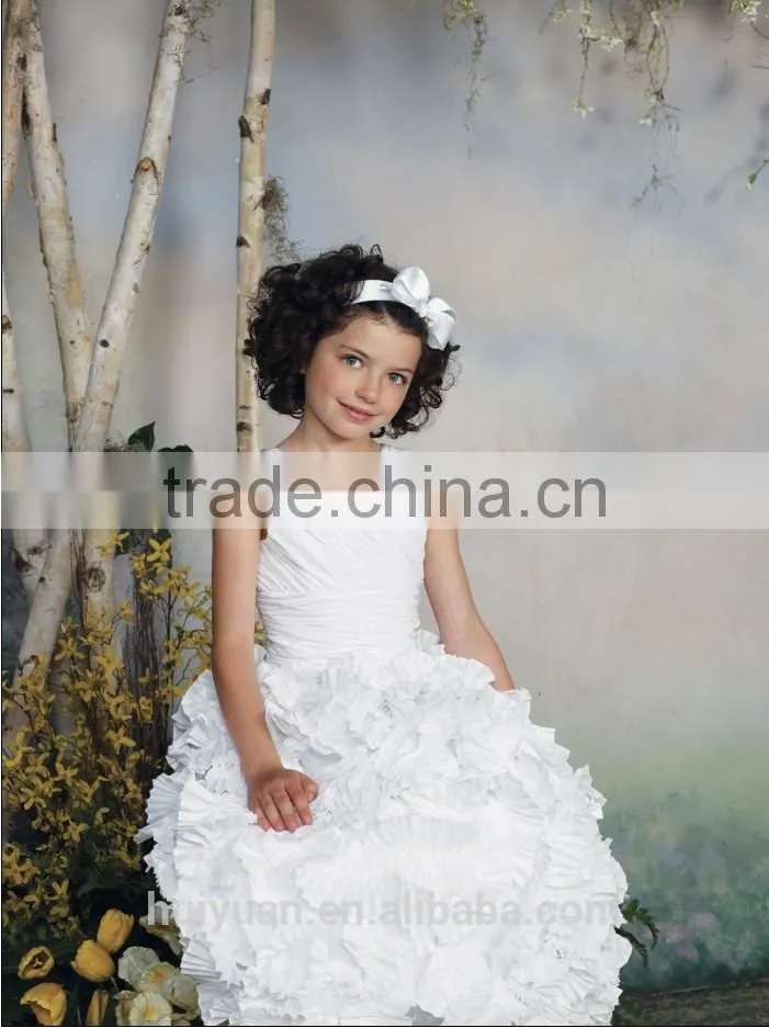 white off shoulder v neck gown bridal girl dresses