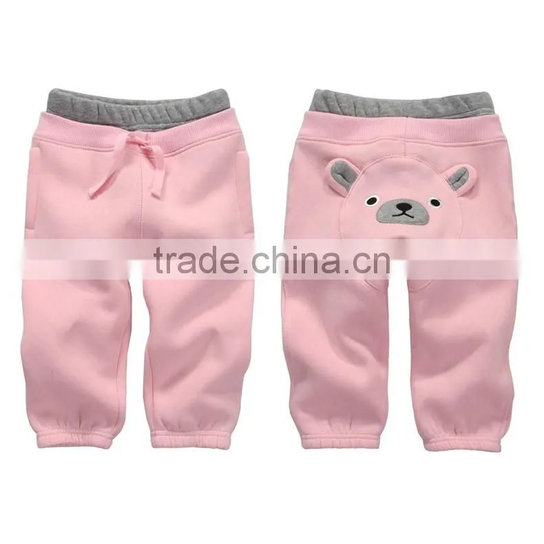 2016 new 100% cotton winter baby girls boys casual pants print thick cartoon hoodie pants plus size