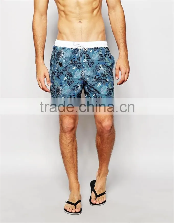 Stylish print quality mens 100% polyester swim shorts