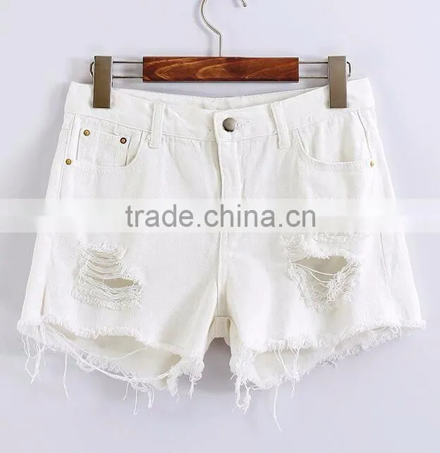 EY0614P Hot sale new arrival Korean style sexy with holes design mini women jeans denim shorts