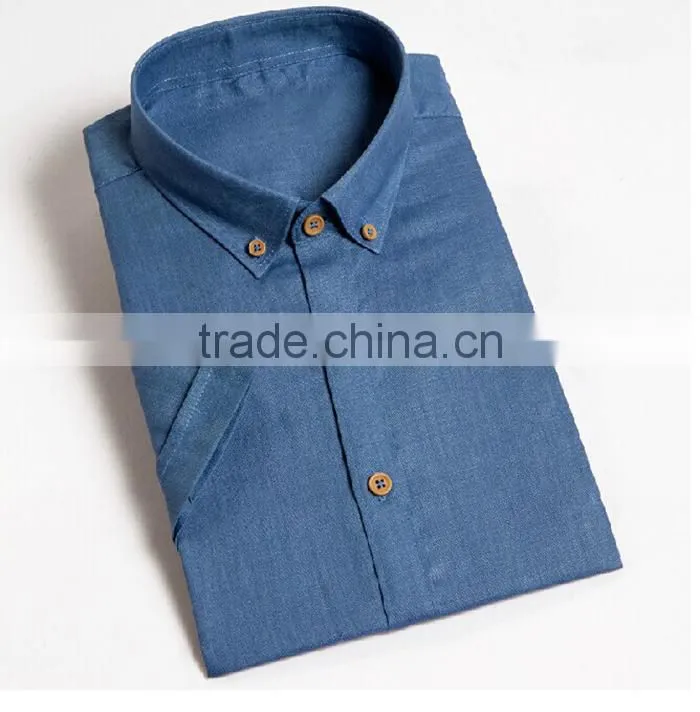 denim cotton fabric men shirts short sleeve shirts for boys 2017