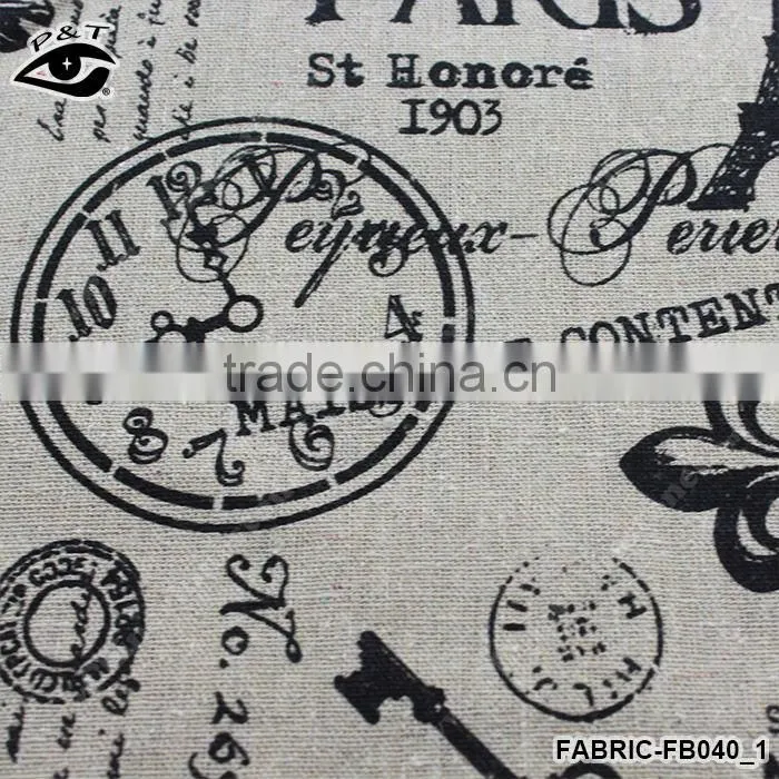Classical Fabric printing Paris Linen Cotton Fabric 100% Linen Fabri Cotton Fabric for Home Textile Curtain
