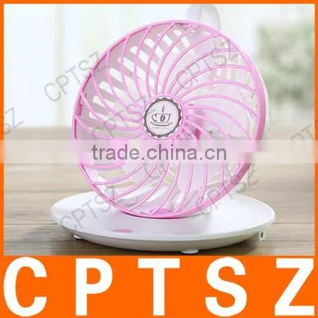 New Arrival Creative Mini USB Coffee Cup Fan Rotatable Hanging Portable Fan Strong Little Fan Drop