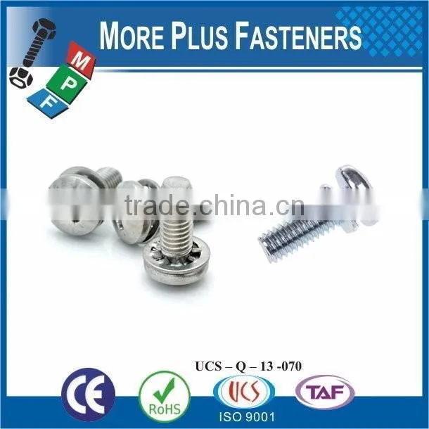 Taiwan JIS B1187 M3 M12 M3-0.5 x 10mm Phillips Pan Head Grade A2-70 Stainless Steel Square Conical Washer SEMS Machine Screw