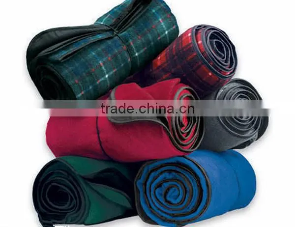 Waterproof Picnic Polyester Check Printed Polar Fleece Blanket