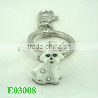 2013 key chain wholesale white epoxy dog keychain