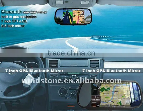 High Definition Bluetooth Handsfree 7 inch Rearview Mirror GPS