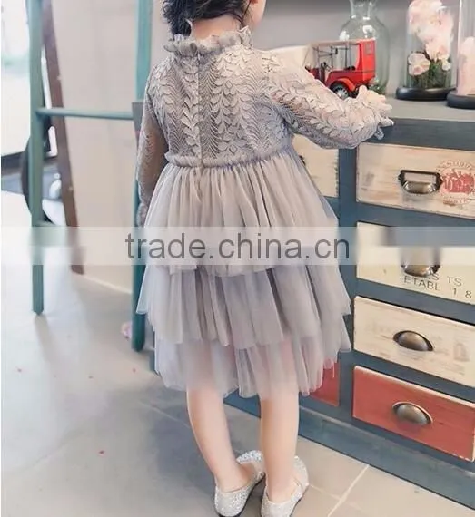 latest girls design long sleeve ruffle girls boutique dress