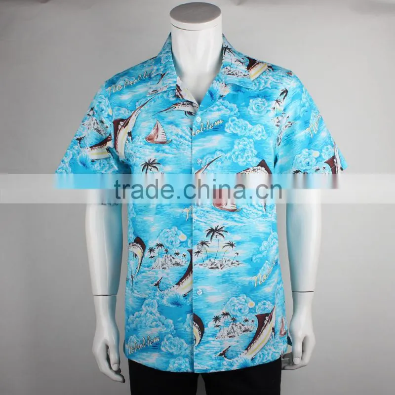 Skyblue wholesale cotton men aloha shirt hawaiian shirts