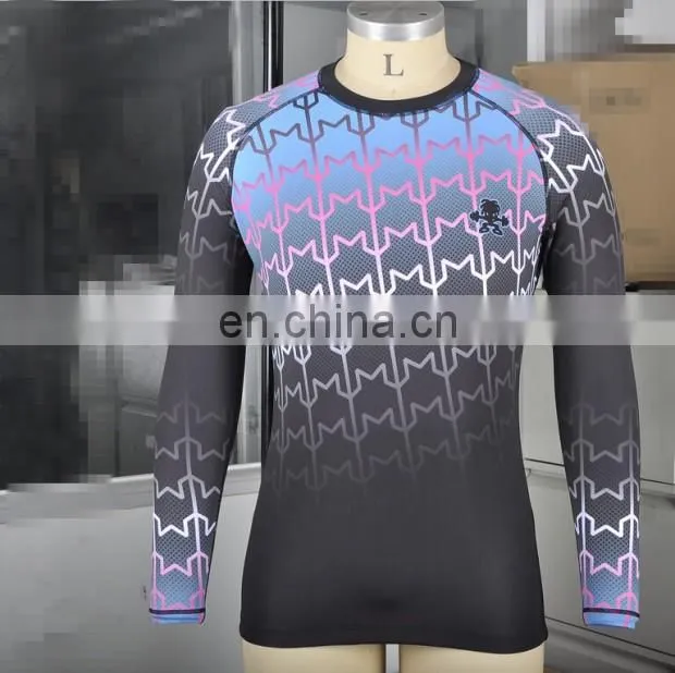 custom design uv protection kids women black rashguard sublimated lycra surf bjj mma rashguard