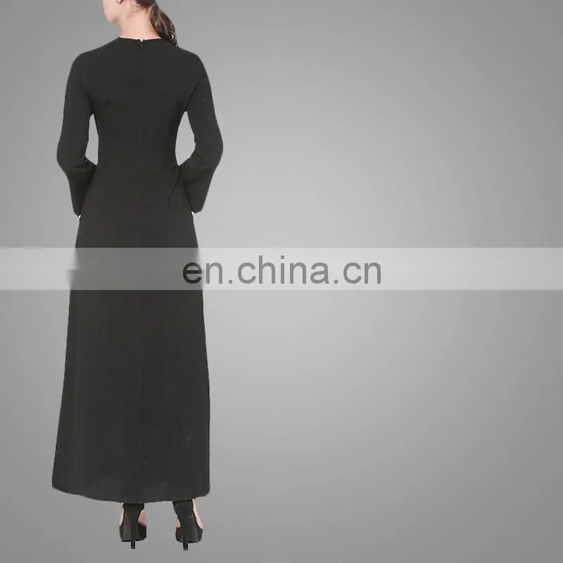 Beautiful Black Flare Sleeves Long Dress Muslim Women Wearing Design