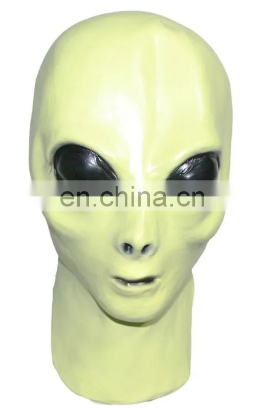 High Quality Attractive Party Green Halloween Latex Noctilucent Alien Mask