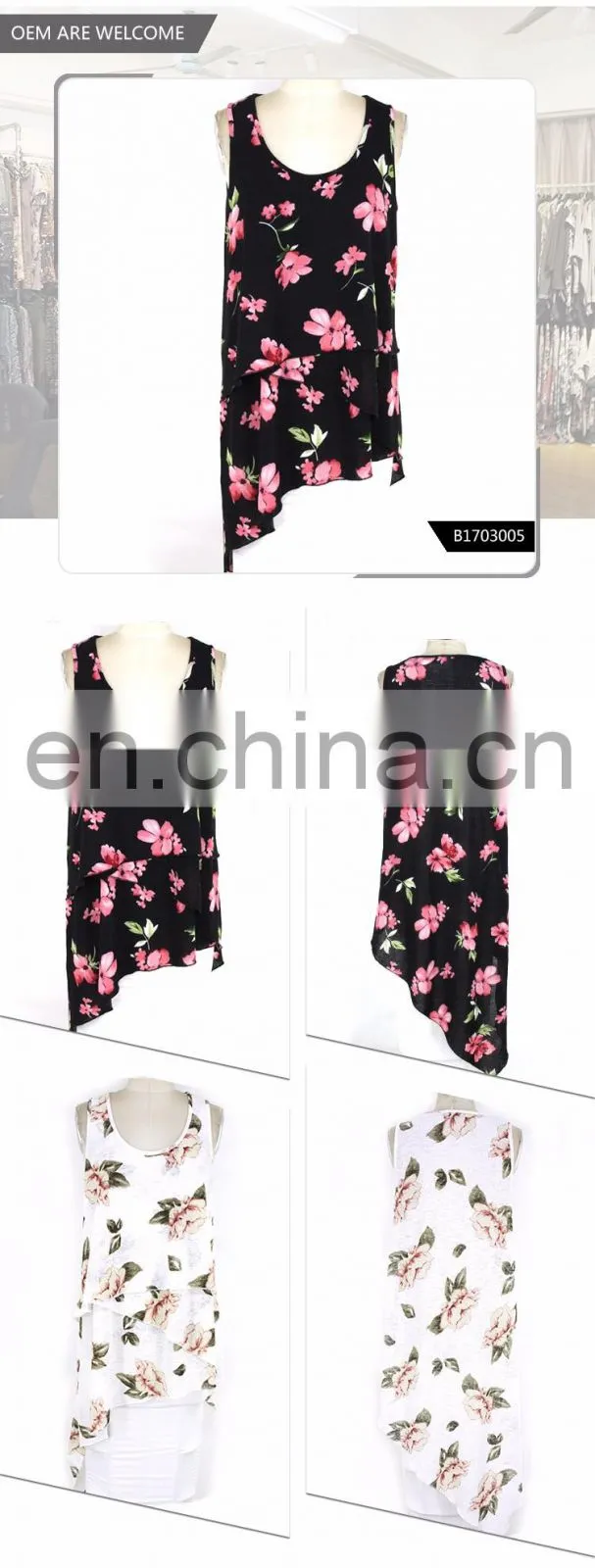 Black Sleeveless Casual Fashion Design Lady Elegant Maxi Blouse