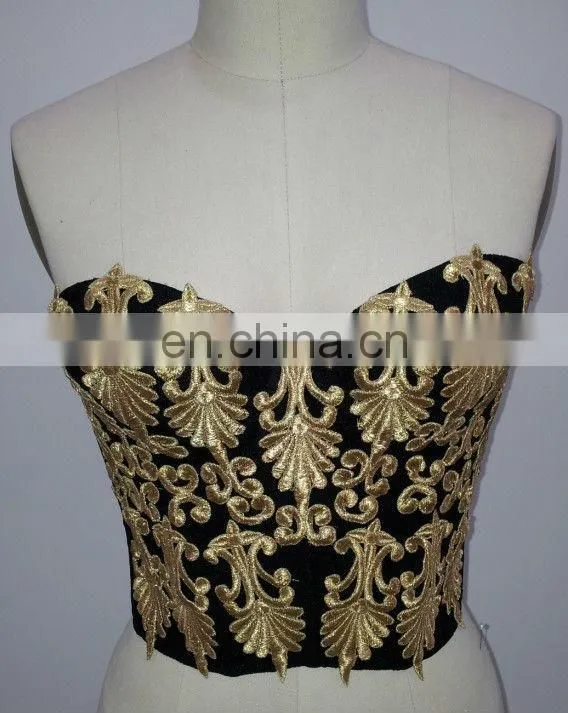 S-3052 Latest Embroidery black Training women Corset