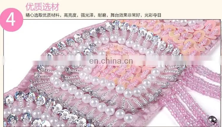 ET-124 Newest product ice silk sexy beaded 3pcs/2pcs children belly dance clothes wear set
