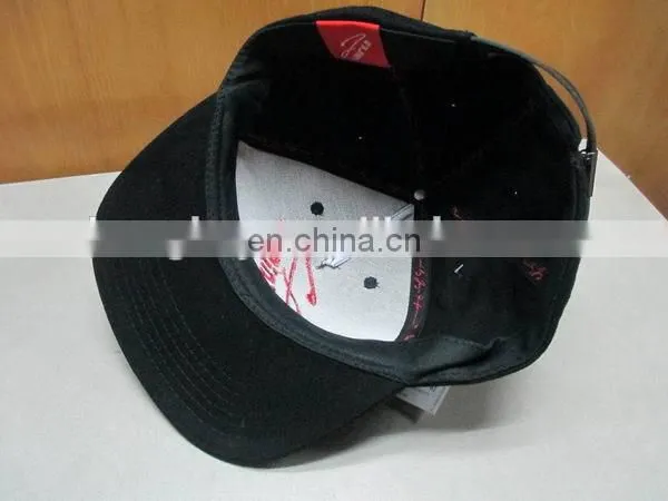 black color customize embroidery with sticker snapback hats
