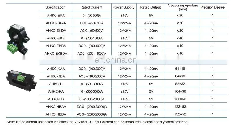 AHKC-K split open loop hall effect current transmitter AC/DC 0~(400~2000)A output 5V/4V power supply
