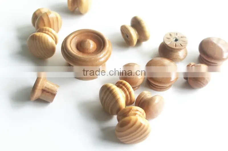 Natural material drawer wood door handles small round wooden knobs