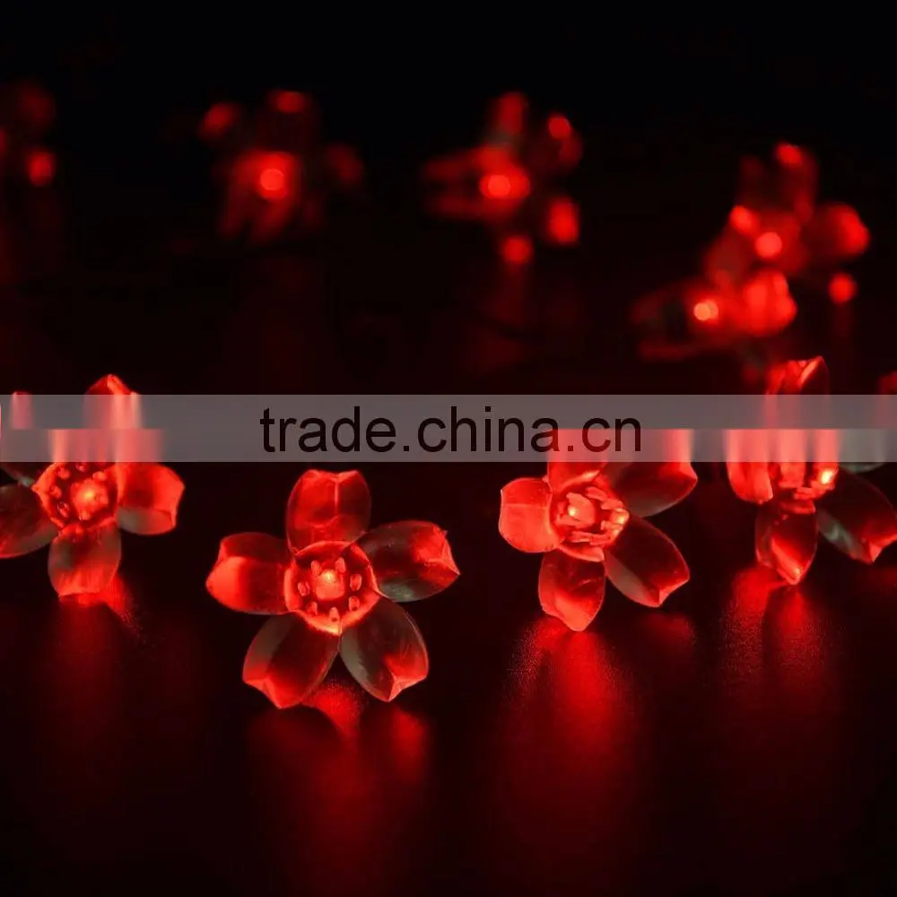 50 LED 7M Peach Blossom Shape Solar Powered String Fairy Lights for Indoor Outdoor Garden Christmas Wedding Party