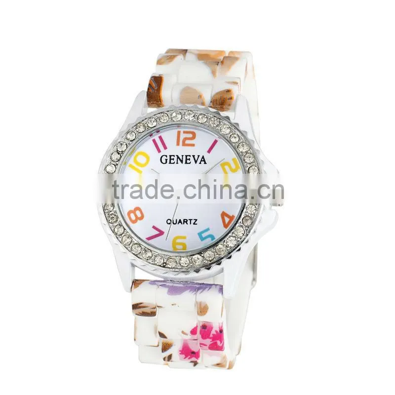 2015 japan movt high grade print flower woman watches
