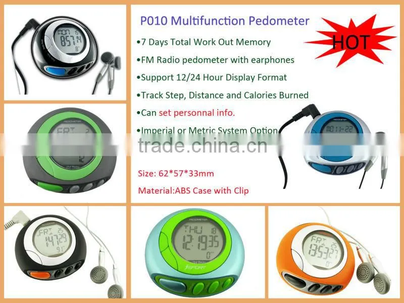 2D multifunctional step counter pedometer with FM radio