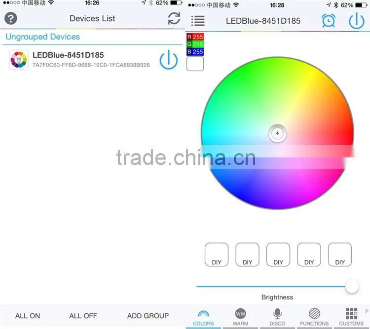 Smart bluetooth LED bulb with android and ios App, supporting timing switch, dancing light with disco, colorpix from camera