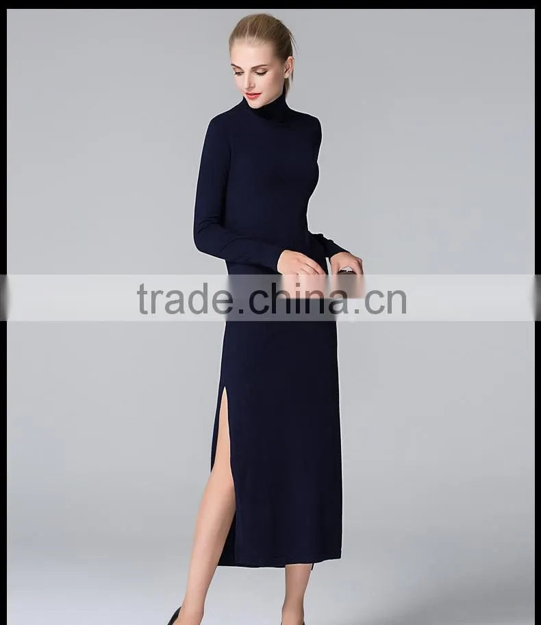 Sexy split package hip party knit sweater dress for women
