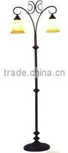 Y shaped modern floor standing lamp with glass shade