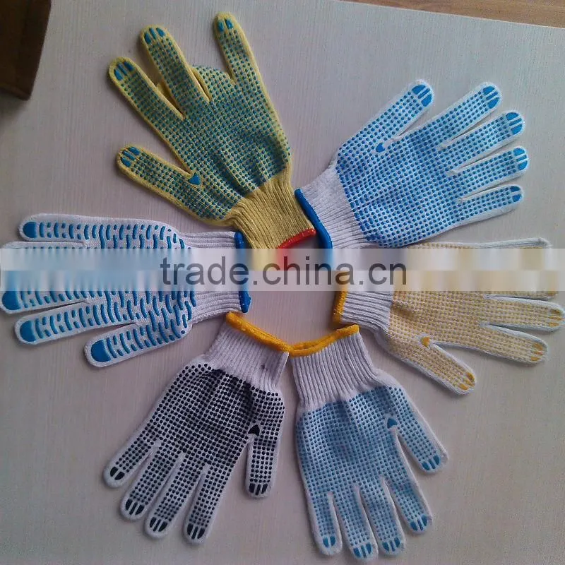 cheap pvc dotted knit gardening work gloves work glove en388