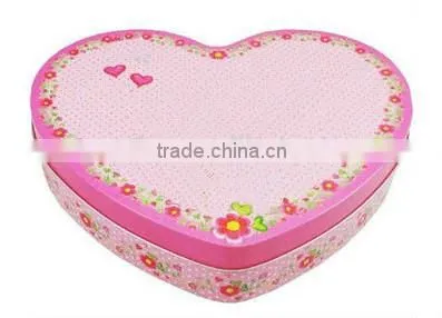 simple design pink flat tin box