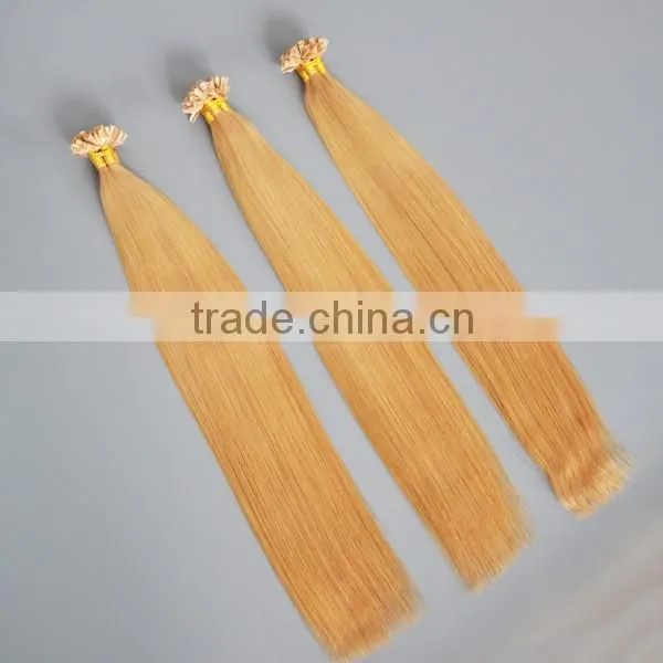 U V I flat tip blonde hair extension bundles