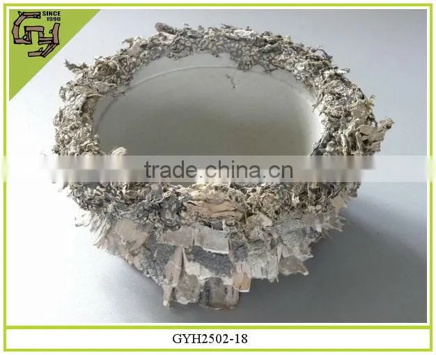 natural material flower pot birch bark planter