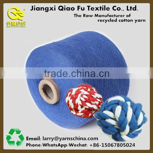 Open End Carded Recycled Cotton Polyester Yarn for Making Hand Made Colorful Pet Rope Ball Toys