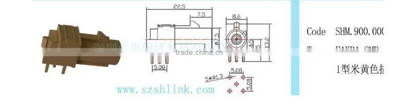 FAKRA-I code Plug/Male Right Angle 4 Holes for PCB Mount Connectors
