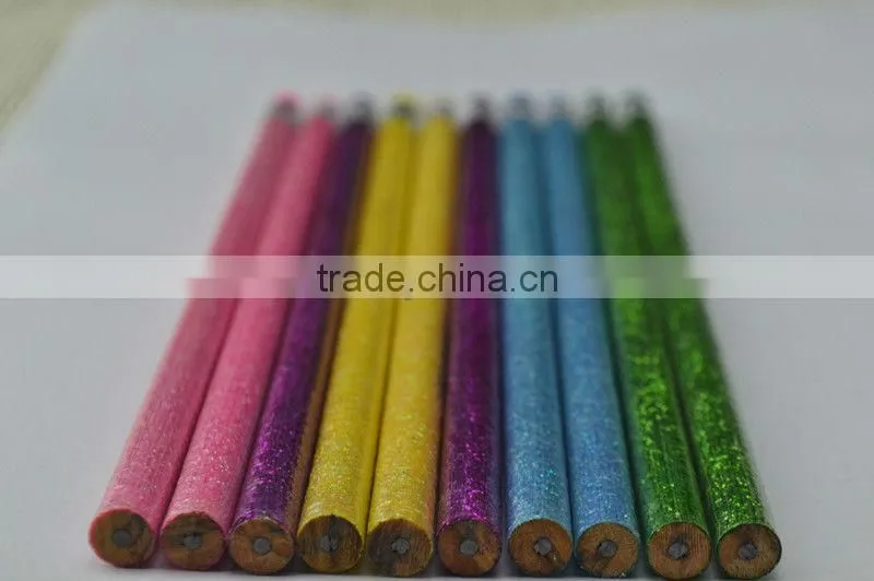Hot sales new arrival HB lead glitter pencil with colored eraser top