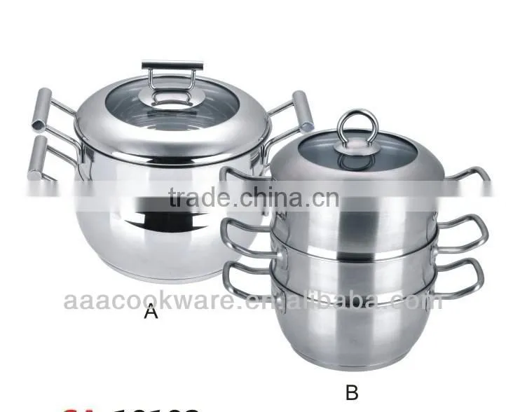 2015 New Products 3pcs High Quality 18/8 Stainless Steel Steamer Set Apple Shape For Wholesale