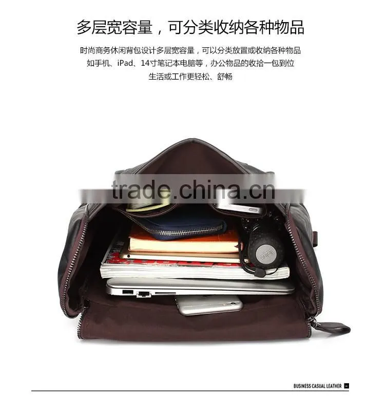 2015 vintage mens leather laptop bag backpack