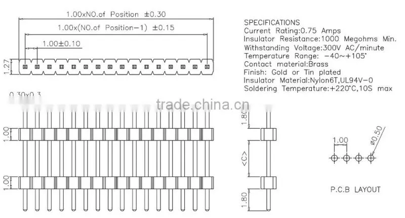 1.0mm pitch double housing straight Pin header connector