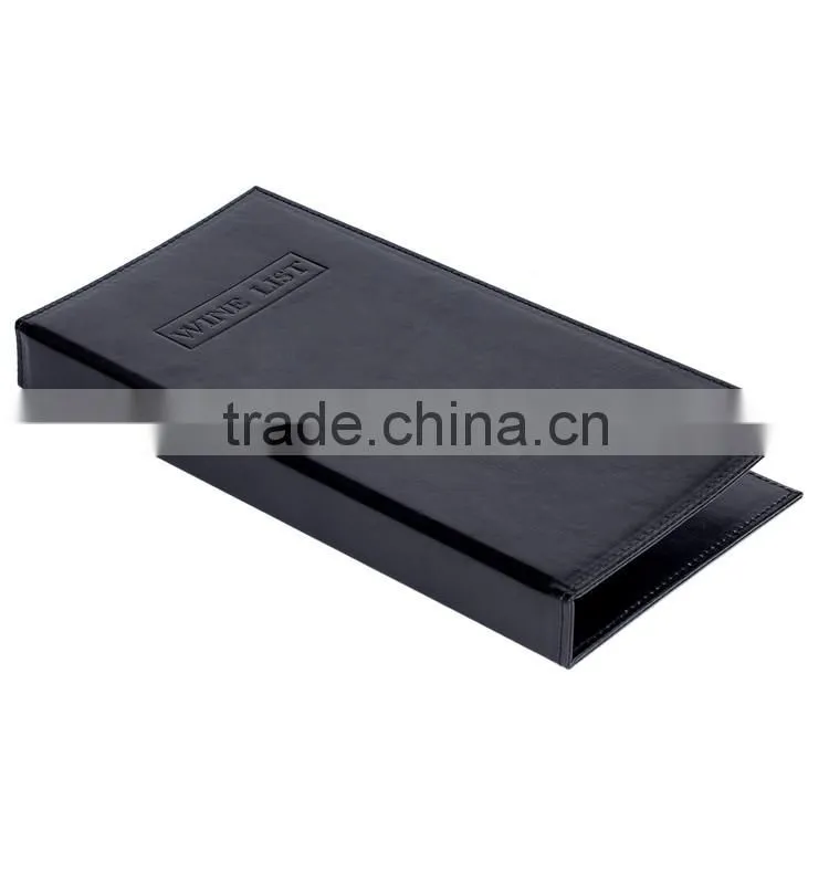 Black high quality leather wine list folder menu cover for resturant