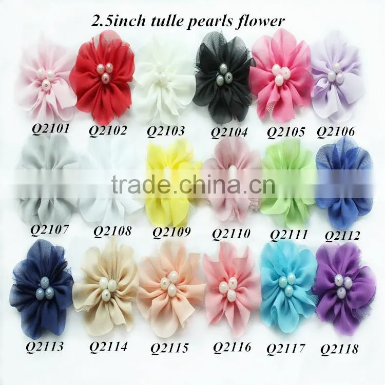 Butterfly shabby trim, pearl chiffon flower
