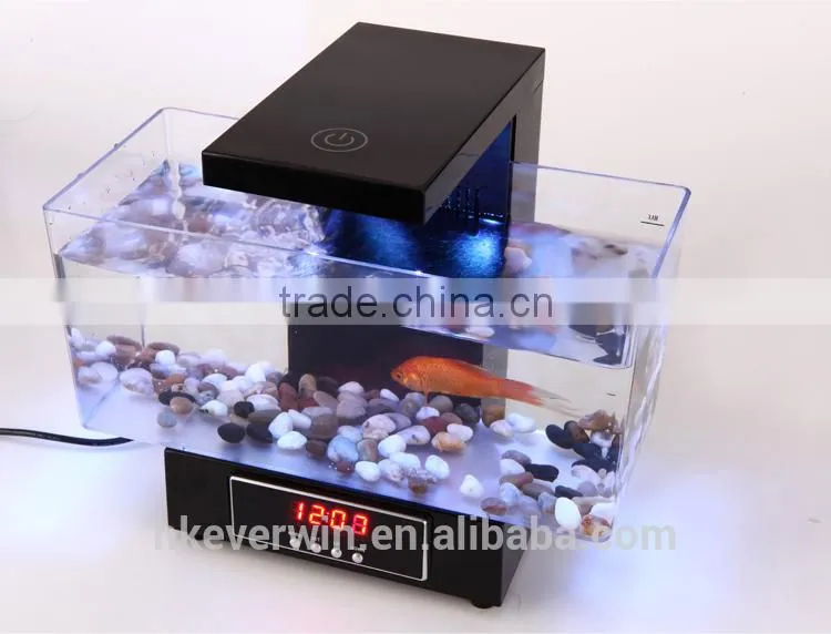 Fashionable usb mini desktop aquarium with LCD light and time shows