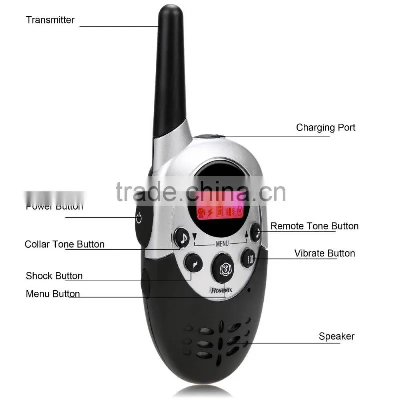 Homdox Remote Pet Training Collar With LCD Display Static Shock/ Vibration/ Sound Function AM003213