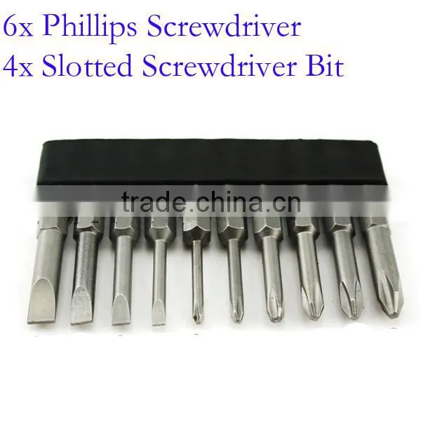 6Pcs Cross Phillips Screwdriver Bit+4pcs Slotted Screwdriver Bit Electric screwdriver Bits 50mm length AR-19