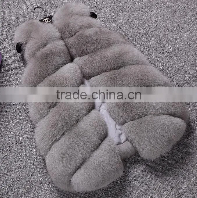 Unique design fashion knitted short fox fur vest with price