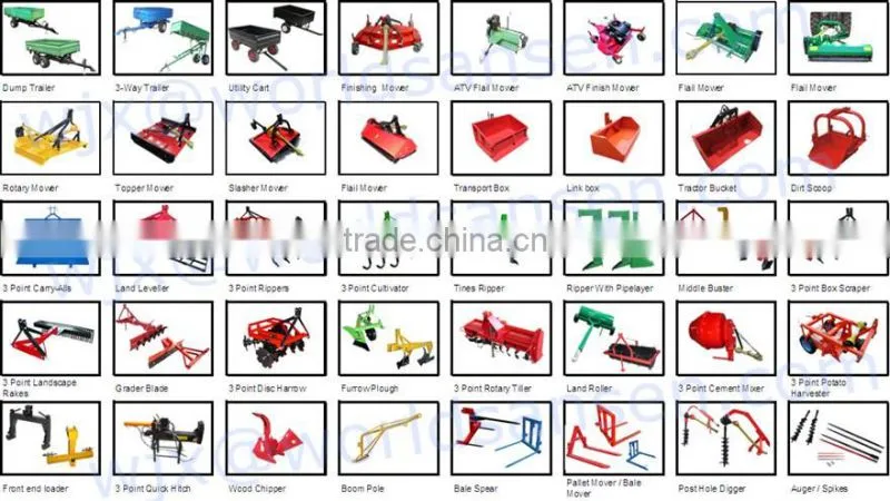 Agriculture Tractor Trailer with hydraulic power unit ATV dump trailer trucks and atv log trailer with crane