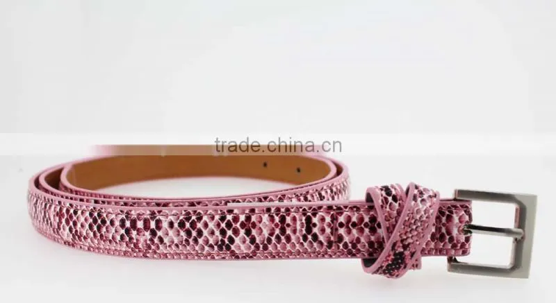 Women's Casual belt with Fuax PU leather and small silver buckle