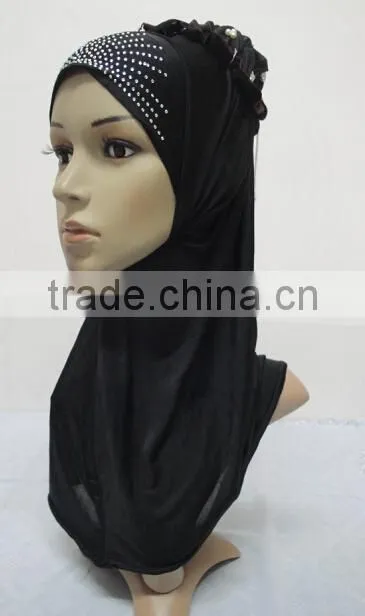 H242 latest muslim hijab scarf with flowers on back