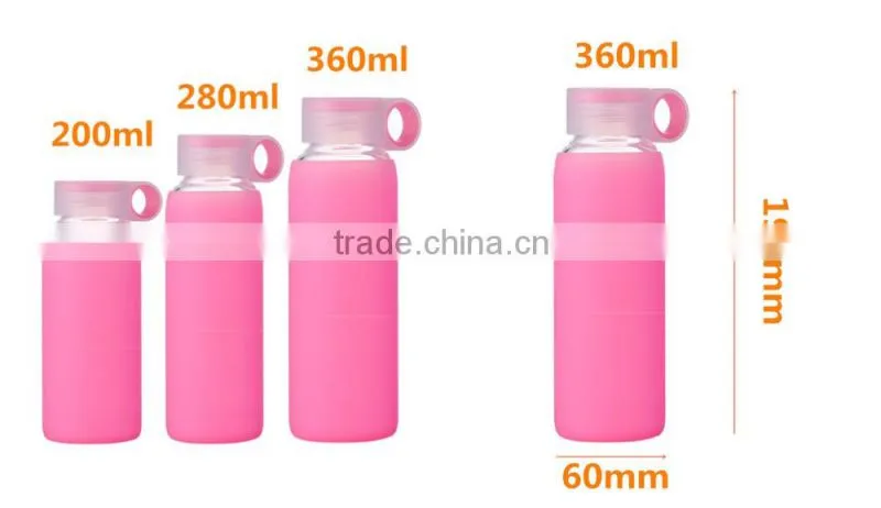 21oz clear glass water bottle Simple and easy with different colour silicon sleeve